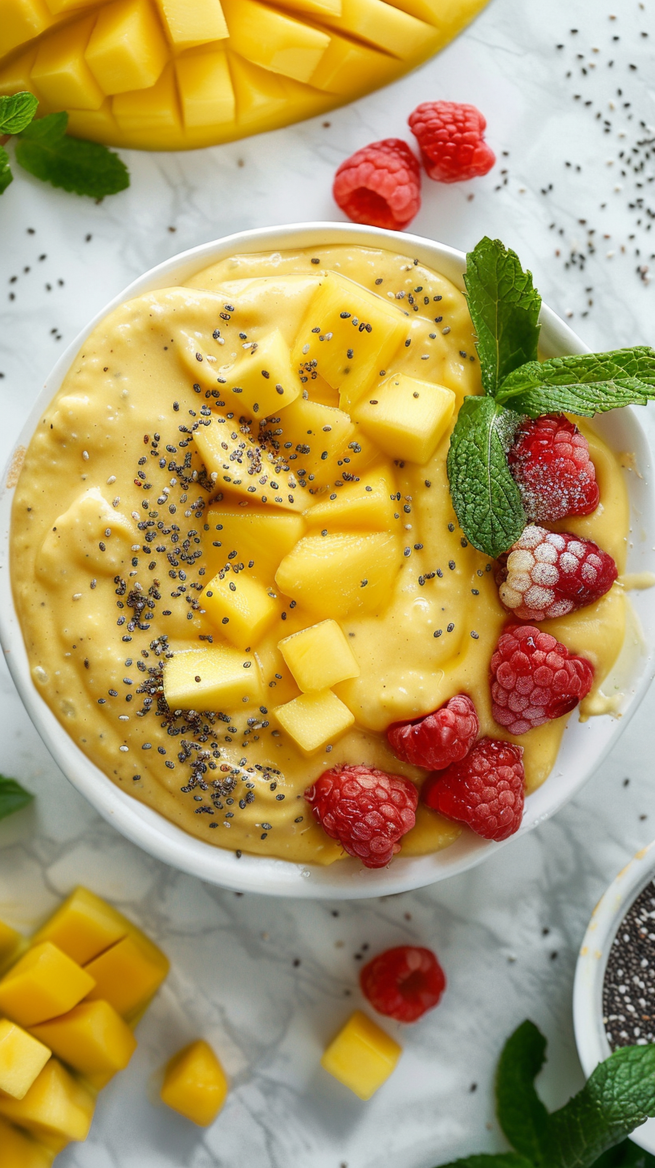 Fruvela Broskyňa Mango Ananás na tvarohovej torte