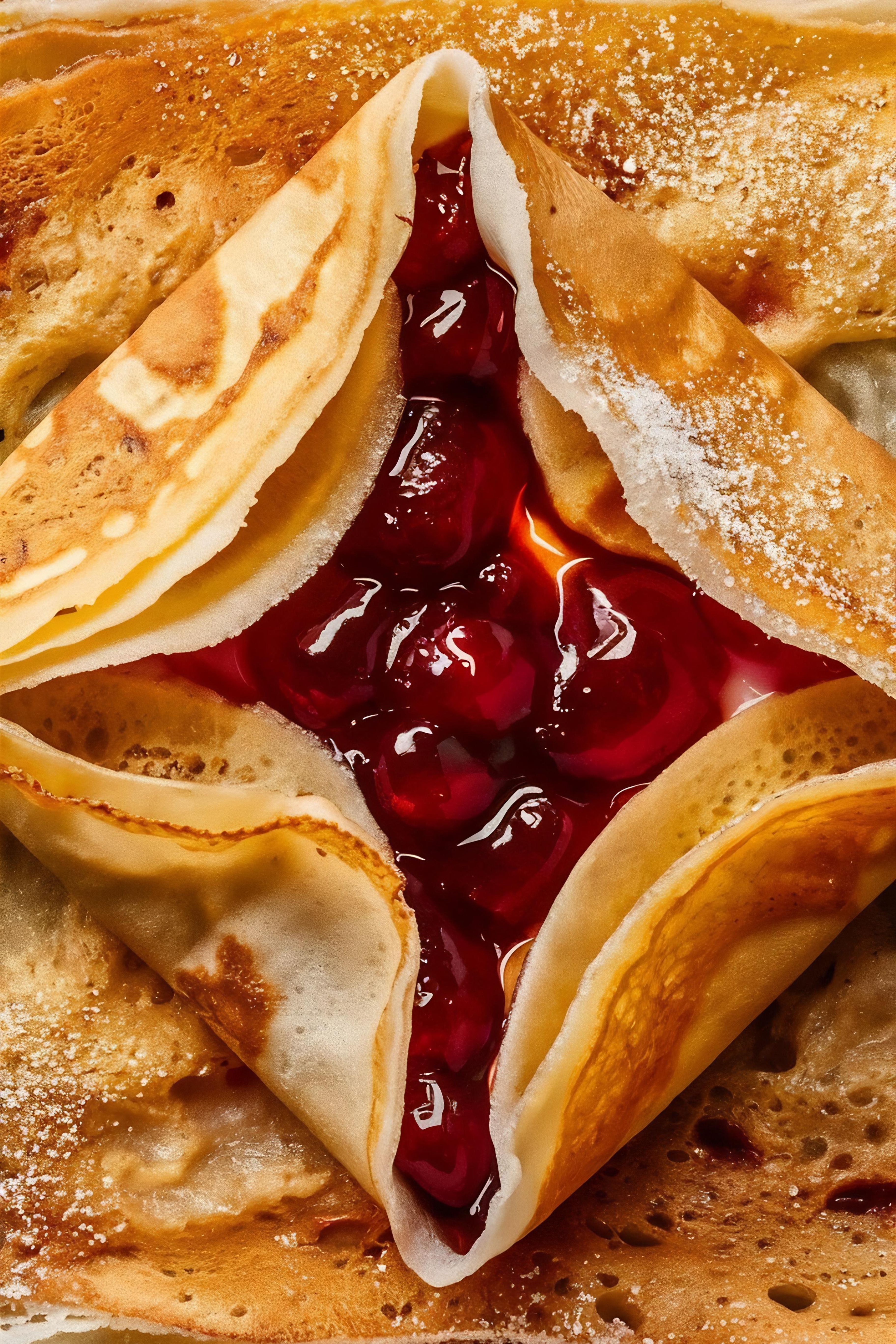 Fruvela Višeň v palačinkách s moučkovým cukrem
