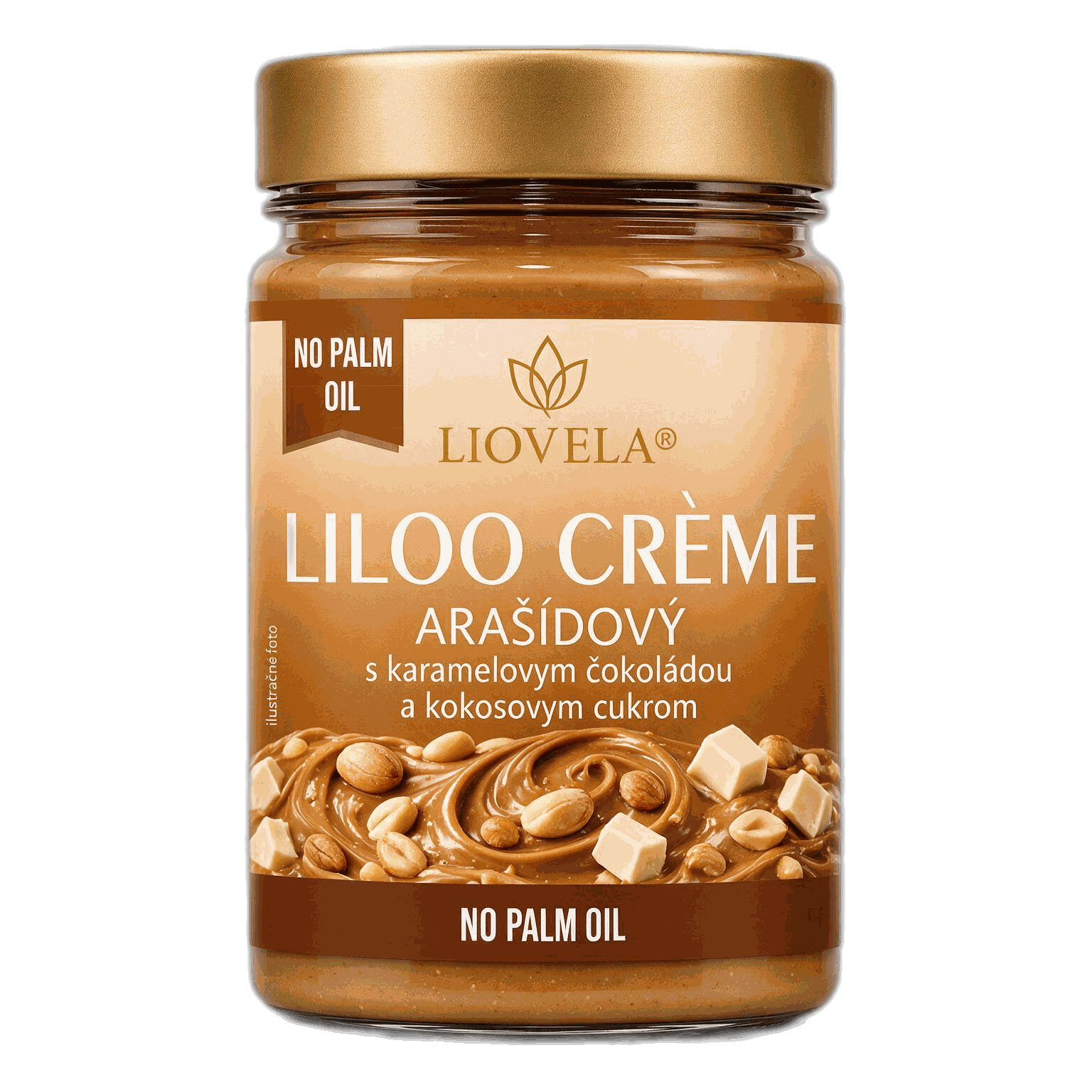 Liloo Crème Arašídové s karamelovou bílou čokoládou - sklenice
